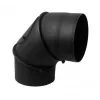Dūmtraukio alkūnė 45/90° su apžiūros trišakiu, 150 mm, juodas plienas
