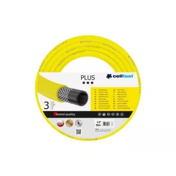 CELLFAST 10-201 ECONOMIC sodo žarna 50 m, 1/2 colio, 3 sluoksnių PVC, geltona, skirta naudoti ant žemės