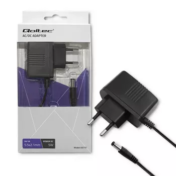 Qoltec 5W tinklo maitinimo adapteris 5V/1A DC 5,5x2,1 mm