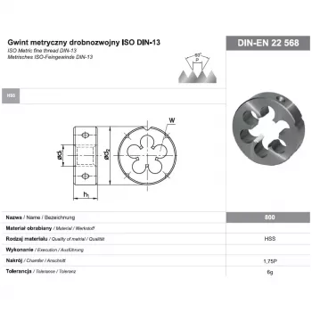 Apvalioji sriegimo plokštė M16x1 DIN-22568 (6g) HSS 800