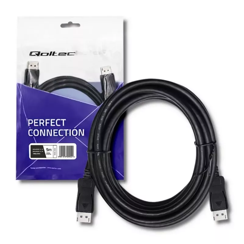 Qoltec DisplayPort v1.1 laidas vyras-vyras 4K 5m juodas