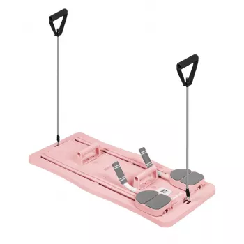 REBEL RBA-3069-PK 9-in-1 Pilates Bar rinkinys su pasipriešinimo juostomis, durų inkaru, pėdų dirželiais ir nešiojimo krepšiu – rožinė