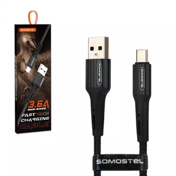 Somostel USB-A į USB-C Quick Charge 3.0 laidas 1m, juodas