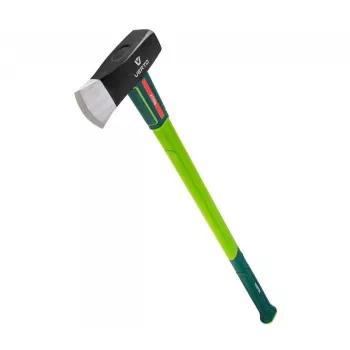 Verto 05G203 600 mm pluoštinio stiklo kotu skaldymo kirvis su ašmenų dangteliu, 1,25 kg grūdinto plieno galva, ergonomiška neslystanti rankena, žalia/juoda