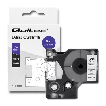 Qoltec DYMO D1 suderinama etikečių juosta 40913, 9 mm x 7 m, balta su juodu spaudiniu