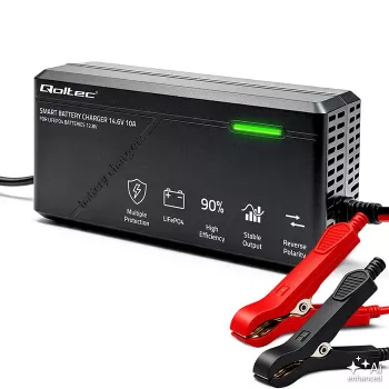 Qoltec 52670 LiFePO4 baterijų įkroviklis 12V 10A su intelektualiu įkrovimu ir LED indikatoriais