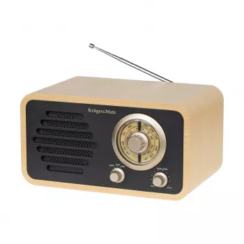 KRUGER & MATZ KM0828 Nešiojamas AM/FM radijo imtuvas su AUX įvestimi, teleskopine antena, nešimo rankena, juodos spalvos