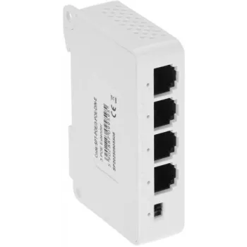 DELTA SPT-POE/3-POE-DIN-E 4 prievadų DIN bėgio PoE jungiklis/išplėtimo įrenginys, 3x PoE Out 30W, 10/100 Mbps, nevaldomas, -40 iki 75°C