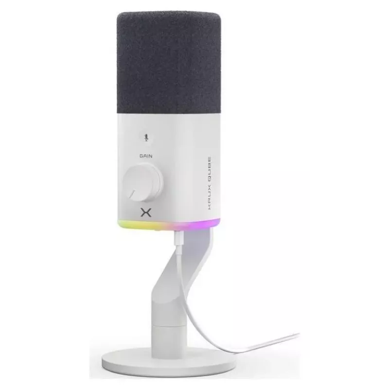 Krux Qube XLR/USB kondensatorinis mikrofonas baltas