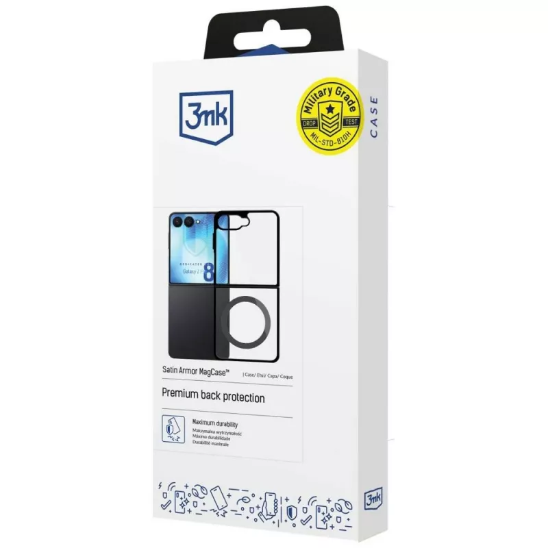 3MK Satin Armor MagCase, skirtas Samsung Galaxy Z Flip5 - juoda