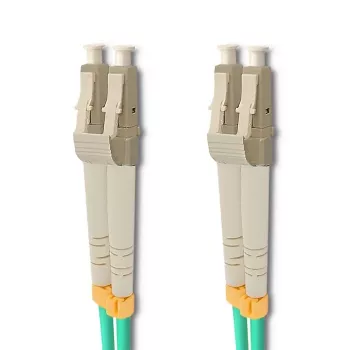 Qoltec 5m LC/UPC į LC/UPC Duplex Multimodinis OM3 šviesolaidžio kabelis, turkio spalvos