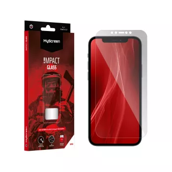 MYSCREEN PROTECTOR MS ImpactGLASS hibridinio stiklo ekrano apsauga, skirta iPhone 12/12 Pro 6,1 colio, juoda, Anti-Shock 8H