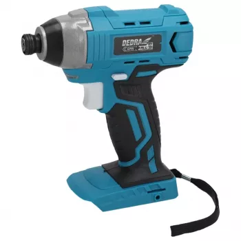 DEDRA DED7045 18V bešepetėlis belaidis suktuvas su 170 Nm maksimaliu sukimo momentu, 1/4 inch šešiakampiu griebtuvu, 3 greičių elektroniniu valdymu, LED apšvietimu, diržo segtuku ir minkšta rankena – tik įrankis