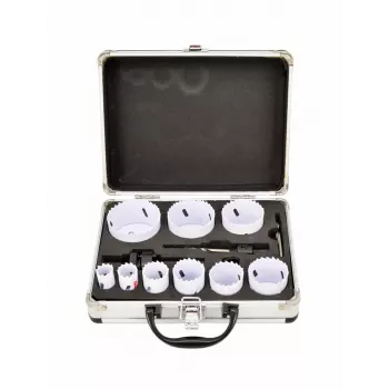 AWTOOLS Bimetalinio skylėto pjūklo rinkinys 19-64 mm, 13 dalių, Black Line, metalinis dėklas