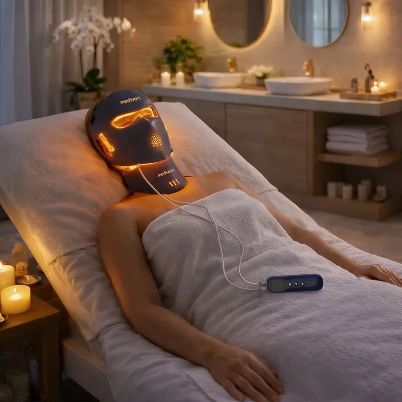 Medivon LED Light Facial Mask Lumi 3D Pro veido kaukė - 7 spalvų LED terapija su 192 šviesos diodais, įkraunama, reguliuojamas intensyvumas ir laikmatis
