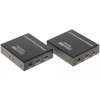 HDMI + USB KVM prailgintuvas per IP, 4K@30Hz, 120m, PoE, IR, metalinis