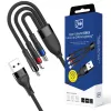 3mk Hyper Cable N-SERIES 3 in 1 USB-A į USB-C/Lightning/MicroUSB 1,2 m 9V/2A 18W juoda