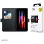 3mk Wallet Case, skirtas Samsung Galaxy A37 - juoda, PU oda su kortelių kišenėmis, grynųjų pinigų skyriumi, magnetiniu užraktu ir stovo funkcija