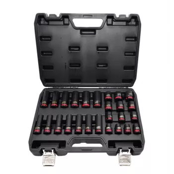 AWTOOLS 1/2 colio smūginių antgalių rinkinys, 26 vnt., 10-24 mm, trumpi ir ilgi, Cr-Mo, Black Line