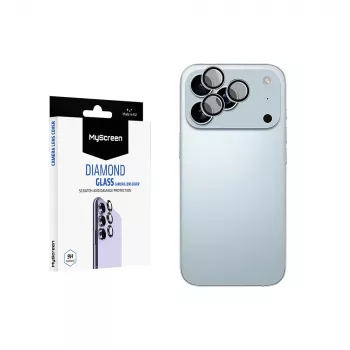 MyScreen Diamond Glass fotoaparato objektyvo dangtelis, skirtas Apple iPhone 17 Pro Max - 9H grūdintas stiklas, apsauga nuo pirštų atspaudų, montavimas be burbuliukų, permatomas