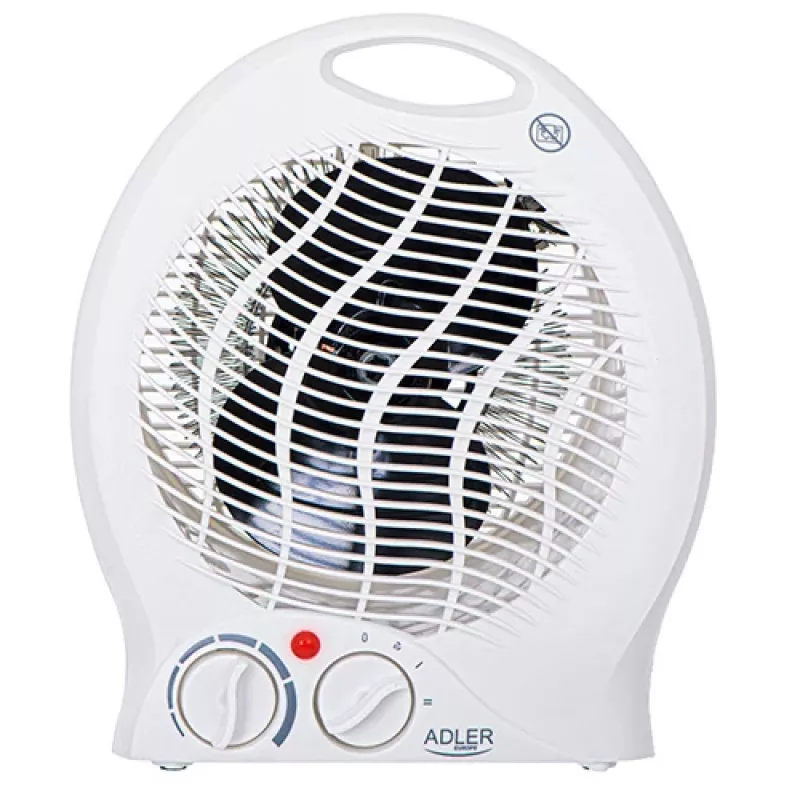 Adler AD 7728 PTC keraminis ventiliatorinis šildytuvas 2000W su svyravimu, 2 šildymo režimai, šalto oro režimas, apsauga nuo perkaitimo ir apvirtimo, baltas/juodas