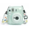 LOVEINSTANT apsauginis fotoaparato dėklas, skirtas Fujifilm Instax Mini 12, su lipdukais ir nuotraukų kišene - žalias blizgučiais