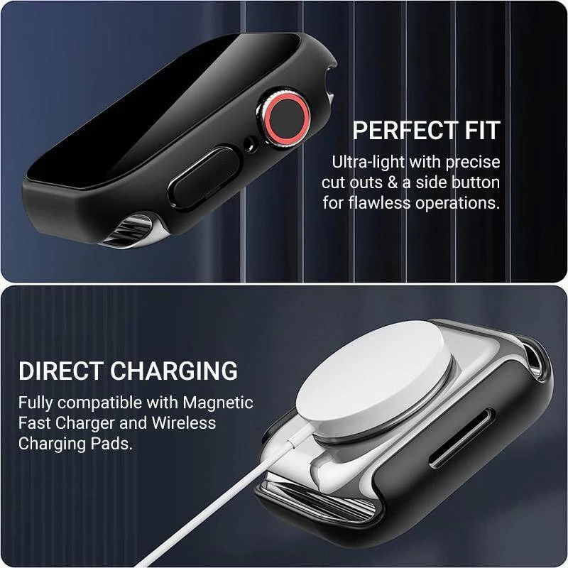 Crong hibridinis dėklas su grūdintu stiklu, skirtas Apple Watch 40mm - skaidrus