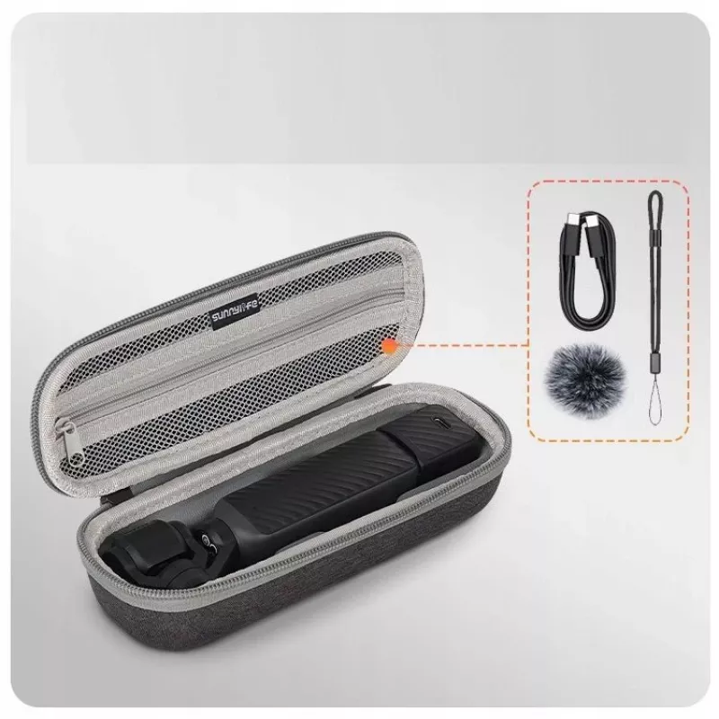 SUNNYLIFE Hard Case su karabinu, skirtas DJI Osmo Pocket 4 / 3 - pilka
