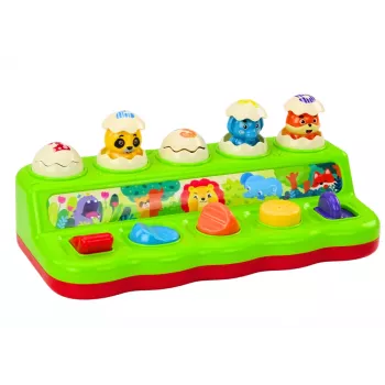 LEAN TOYS Pop Up Animals lavinantis skydelis su garsais – edukacinis žaidimas mažyliams nuo 12 mėn.