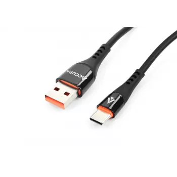 Accura USB-A į USB-C 2,0 m guminis kabelis 5V/2A juodas