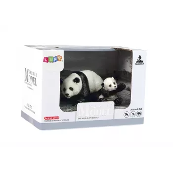 LEAN TOYS 2 pandų figūrėlių rinkinys su pandos jaunikliu Animals of the World serija