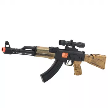 LEAN TOYS Military Set 24813 - žaislinis šautuvas su garsu, šalmas ir aksesuarai