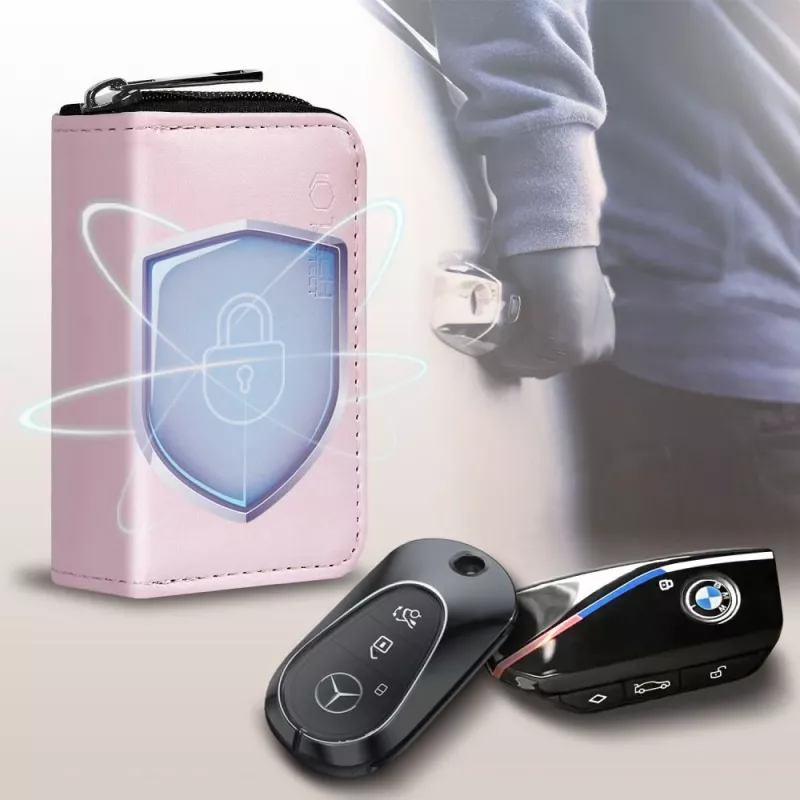 Tech-Protect KLR300 Faraday maišelis raktams be rakto, RFID signalų blokavimo dėklas, rožinis