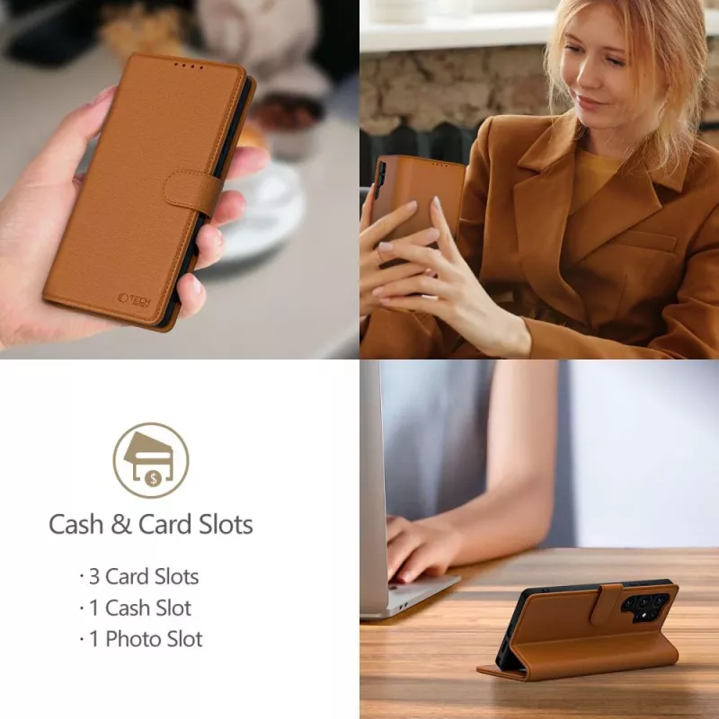 Tech-Protect Wallet Case, skirta Apple iPhone 16E, Saddle Brown