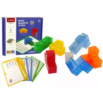 LEAN TOYS Magic Magnetic Cube 7 Elements – magnetinis 3D galvosūkis, 7 dalys, įvairiaspalvis, lavinantis žaislas nuo 6 metų
