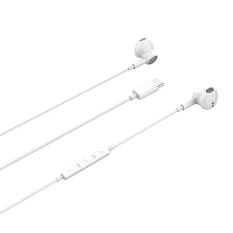 Beline USB-C ausinės su mikrofonu ir valdymo mygtukais, baltos