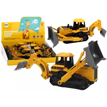 LEAN TOYS vikšrinis ekskavatorius su 2 kaušais, geltonas