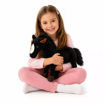 LEAN TOYS minkštas arkliukas žaislas juodas 40cm x 37cm