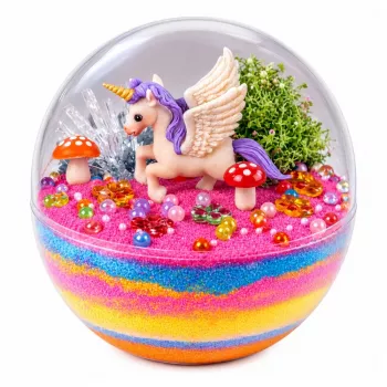 LEAN TOYS Crystal Growing Experiment Kit Unicorn Terrarium su LED apšvietimu