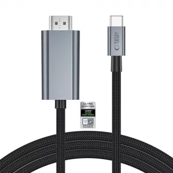 TECH-PROTECT ULTRABOOST USB-C į HDMI 2.1 laidas 8K 60Hz 200cm pilkos spalvos