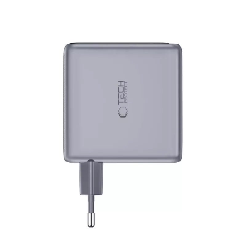 TECH-PROTECT POWERVISION NC140W-GaN 4 prievadų tinklo įkroviklis PD 140W / QC3.0 tamsiai pilkas