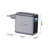 TECH-PROTECT POWERVISION NC140W-GaN 4 prievadų tinklo įkroviklis PD 140W / QC3.0 tamsiai pilkas
