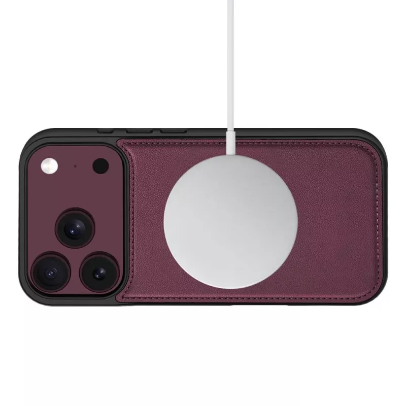 TECH-PROTECT MagSafe piniginė, skirta iPhone 17 Pro Max / 18 Pro Max – slyvinė, RFID apsauga, talpina 3 korteles