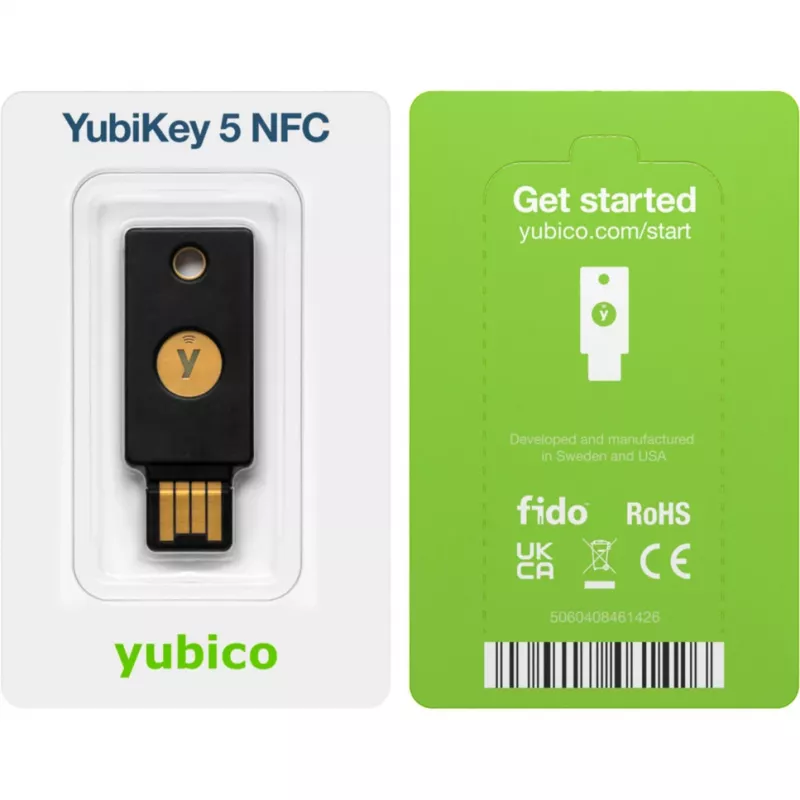 YubiKey 5 NFC apsaugos raktas 2 vnt. (juoda/auksinė, USB-A ir NFC)