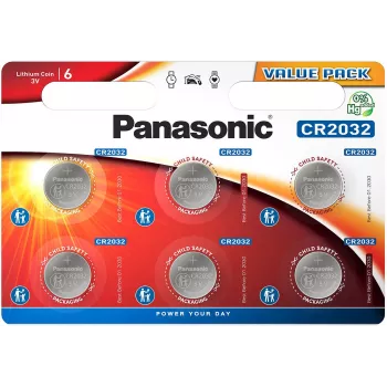 Panasonic Batteries CR-2032EL/6B ličio monetų elementų baterija 3V 220mAh (6 vnt. pakuotė)