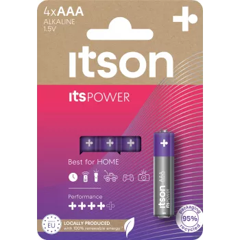 ITSON LR03IPO/4CP šarminės AAA baterijos, 1,5 V, 4 vnt. lizdinė pakuotė