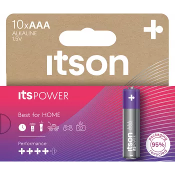 ITSON LR03IPO/10HH AAA šarminės baterijos, 10 vnt. | 1,5V LR03 MN2400 ilgaamžės, nesandarios, be gyvsidabrio