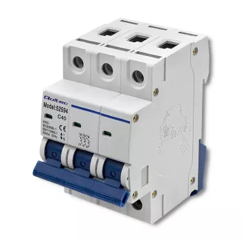 Qoltec 52594 40A 3-polių C kreivės miniatiūrinis automatinis jungiklis MCB 4,5kA DIN bėgeliui
