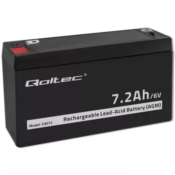 Qoltec AGM akumuliatorius 6V 7.2Ah VRLA sandarus švino-rūgšties, nereikalaujantis priežiūros