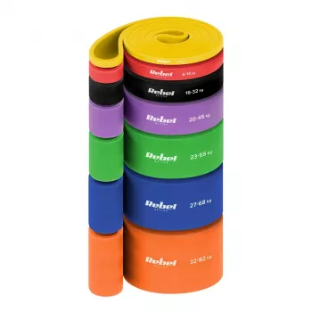 REBEL ACTIVE Power Band PT-S7 TPE pasipriešinimo juostų rinkinys, 7 juostos, 4-82 kg, nešiojimo krepšys